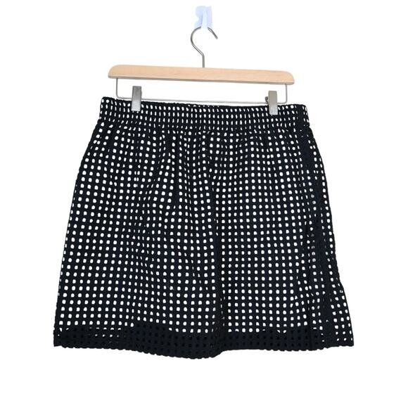 LOFT Womens M Black White Eyelet A-Line Skirt - Picture 2 of 7